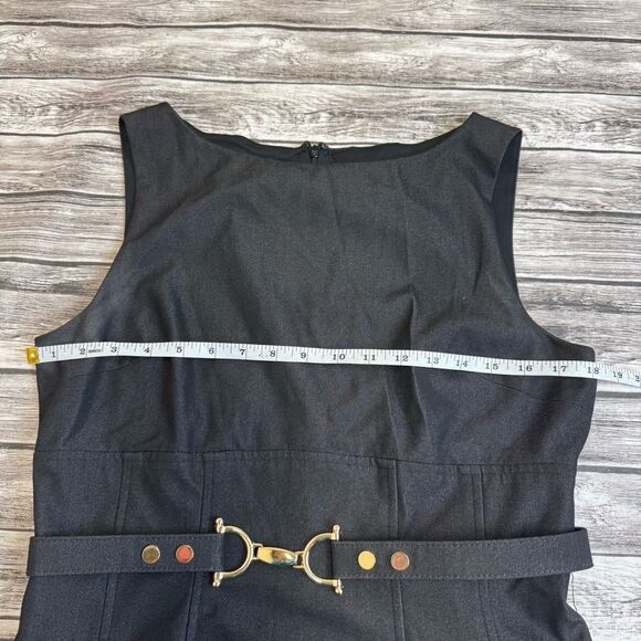 Cache Contour Collection Womens Sleeveless Belted Pencil Dress 12 Dark Grey Gray - Picture 10 of 15